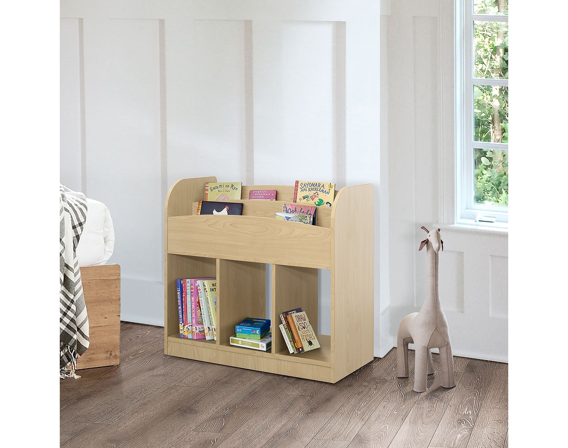 Kings Brand Furniture Darby Magazine/Bookshelf with Toy Storage, Natural