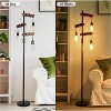 DOMETOUR Dimmable Industrial Floor Lamp, 68 Inch 3 Lights Wood Standing Lamp, Metal Black Vintage Pole Light for Living Room Bedroom Office - 3 of 4