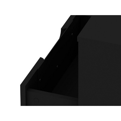 Rockefeller Black MDF 1-Drawer Nightstands with Metal Legs, Set of 2