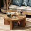 JIONJOY Rustic Round Coffee Table Set – Farmhouse Style 2-Piece Semi-Circle Wood Table, Natural Finish for Living Room, Lounge, or Family Space - 2 of 4