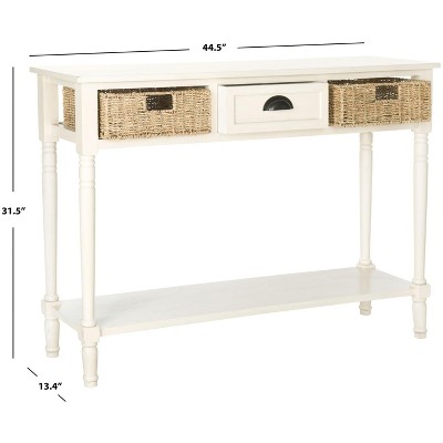 White Pine and Rattan Console Table with Storage, 45"