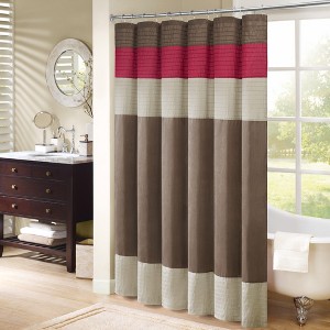 Grungis 72x72 Inch Faux Silk Shower Curtains with Pieced and Pintucking Detailing for Bathroom - 1 of 4