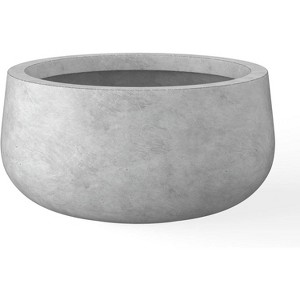 Rosemead Home & Garden Inc. 12" Dia Round Modern Concrete Outdoor Planter with Drain Natural Finish - 1 of 3