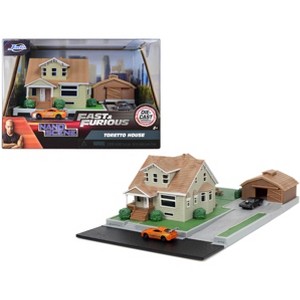 Toretto House Diorama with Dodge Charger Black and Toyota Supra Orange w/Graphics "Fast and Furious" "Nano Scene" Models by Jada - 1 of 4