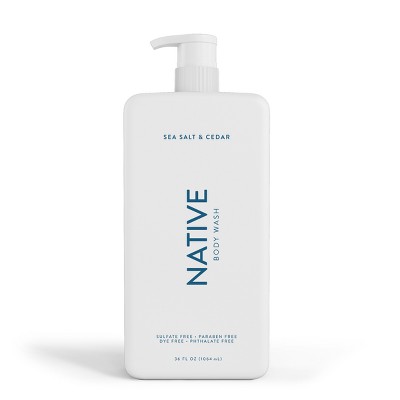 Native Body Wash for Men & Women - Sea Salt & Cedar - Sulfate Free with Pump - 36 fl oz