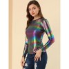 Allegra K Women's Long Sleeve Puff Sleeve Party Glitter Shiny Metallic Tops - 2 of 4