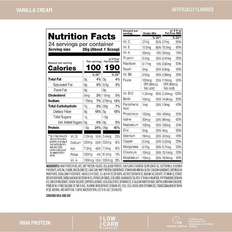 SlimFast Advanced Nutrition High Protein Smoothie Mix - Vanilla Cream - 11.01oz, 5 of 8