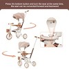 TopComfy Infant Seats Baby Tricycle With Removable Adjustable Push Rod Removable Pedal Canopy and Guardrail for Baby, Brown, 21.26"*12.2"*8.27" - 4 of 4