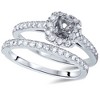 Pompeii3 3/4ct Cushion Halo Engagement Ring Setting & Band 14K White Gold - 4 of 4