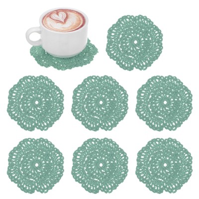 Unique Bargains Round Handmade Crochet Cotton Cup Coaster Placemats Home Decoration