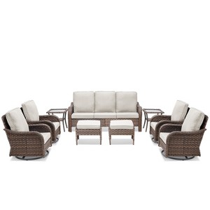 Buenhomino Patio Wicker Chairs Swivel Rocker Outdoor Rocking Chairs Set - 1 of 4