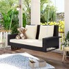 Whisen 2-Person Wicker Hanging Porch Swing Rattan Swing Bench with Chains, Cushion and Pillow - 3 of 4