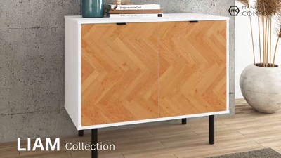 Mid-Century Modern Black and Brown Wood Buffet Sideboard