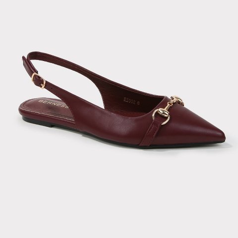 Обувь BERNESS Women's Rio Chain Accent Faux Leather Slingback Flats Wine 10