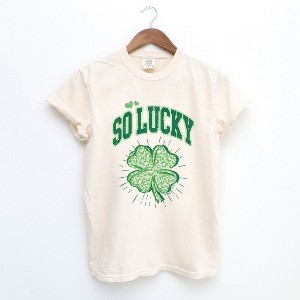 Simply Sage Market Women's So Lucky Cheetah Shamrock Short Sleeve Garment Dyed Tee - 1 of 4