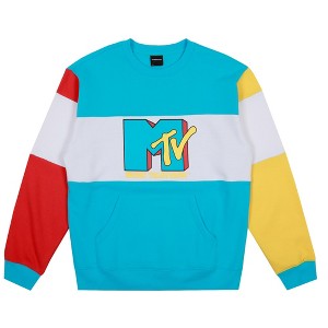 MTV Logo Crew Neck Long Sleeve Colorblock Sweatshirt - 1 of 3