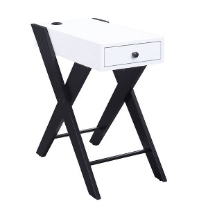 Royal Hampton Frame Side Table with X Shaped Legs and 1 Drawer, White and Black - 1 of 4