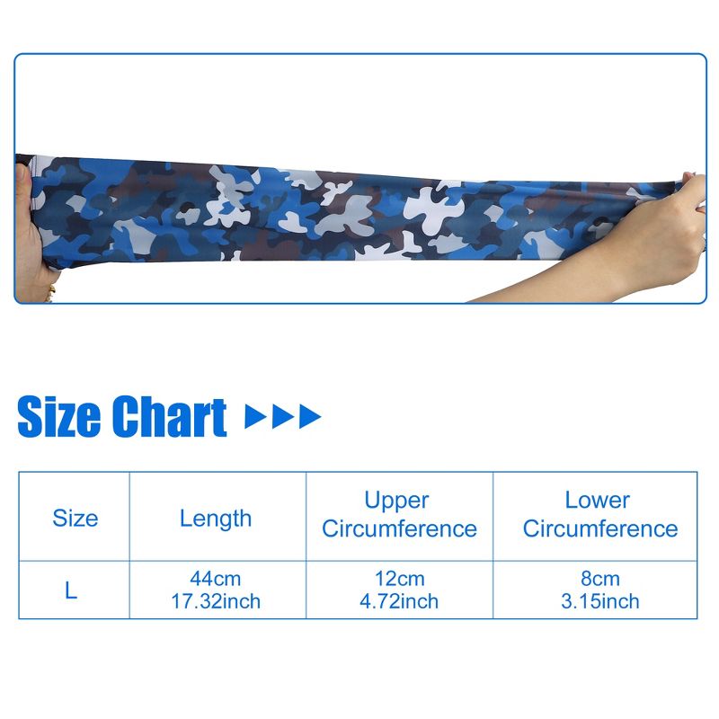 Unique Bargains Basketball Sports Camouflage Cooling Arm Elbow Compression Sleeve Blue 1 Pair, 4 of 7