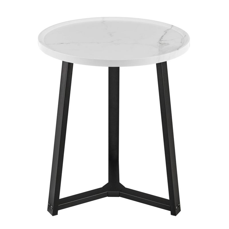 Danya B. 23.3"x19.7" Harper Round Mid-Century Side Accent Table with Modern Pedestal Legs, 1 of 15