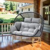 POCASSY 2-Seater Egg Chair Outdoor Glider Chair, All Weather Wicker Rattan Hammock Egg Chair with Head Pillow - 2 of 4