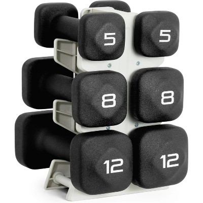 Neoprene Dumbbell Set with Storage Rack, Non-Slip Anti-Roll Hand Weights for Home Gym