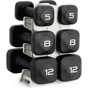 Neoprene Dumbbell Set with Storage Rack, Non-Slip Anti-Roll Hand Weights for Home Gym - 1 of 4