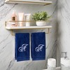 Creative Scents Navy Blue Fingertip Monogrammed Towels White Embroidered - 2 of 4