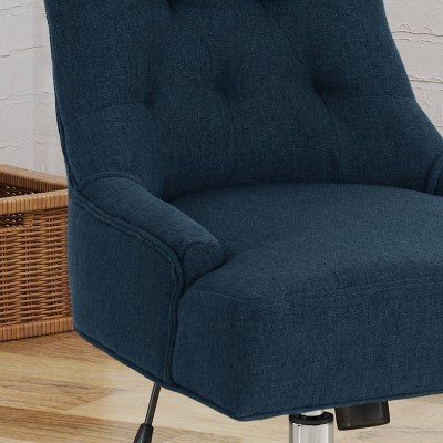 Navy Blue Tufted Fabric Adjustable Swivel Office Chair