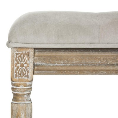 Rocha 47'' Grey Velvet Tufted Transitional Wood Bench in Rustic Oak