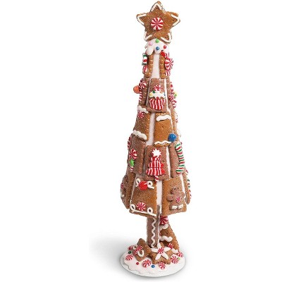 Okuna Outpost Gingerbread Christmas Tree, Dining Table Centerpiece Decor (15 Inches)