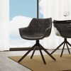LeisureMod Markley Leather Dining Chair with 360-Degree Swivel Armchair and Powder-Coated Iron Legs Set of 2 - 3 of 4