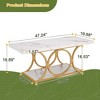 Kumasinova 2-Tier Marble Coffee Table,47.24" Center Dining Table with Bottom Shelf for Living Room,Bedroom,Meeting Room - 3 of 4