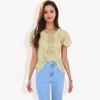 Anna-Kaci Women's Short Sleeve Boho Top with Tassel Tie Front and Crochet Trim Casual Summer Fashion Blouse - 3 of 4