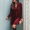 Coolmee Womens Long Sleeve Velvet Dress Fall V Neck Holiday Cocktail Party Mini Dresses for Wedding Guest - 2 of 4