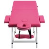 vidaXL Foldable Massage Table 2 Zones Aluminum Pink - 3 of 4