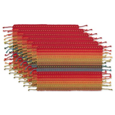 6pk Cotton Striped Placemats with Fringe - Design Imports