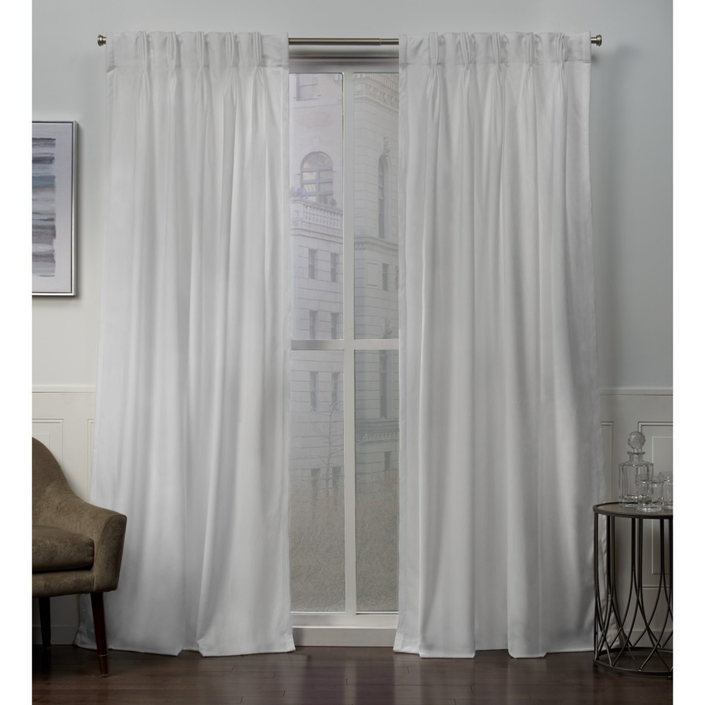 Photos - Curtains & Drapes Set of 2  Velvet Heavyweight Pinch Pleat Top Curtain Panel White(84"x54")