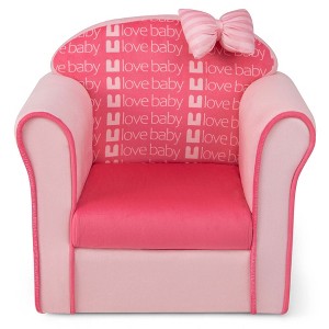 Costway Kids Cute Pink Bow Sofa Children Couch Toddler Upholstered Armchair Solid Wood - 1 of 4