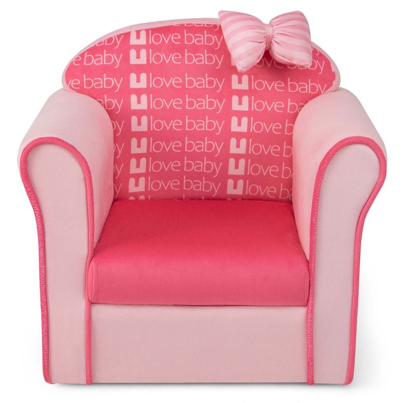 Costway Kids Cute Pink Bow Sofa Children Couch Toddler Upholstered Armchair Solid Wood, 1 of 11