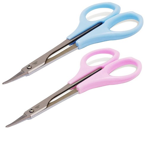 Glamlily 2 Pack Curved Eyebrow Grooming & Trimming Scissors For Women And  Men, False Eyelashes Trimmer, Blue/pink : Target