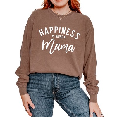 Simply Sage Market Happiness is Being a Mama Garment Dyed Long Sleeve - 2XL - Espresso