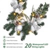 6ft Silver Pre-Lit Garland with 20 Battery-Operated Lights, Ball Ornaments, Ribbons and Bows for Indoor/Outdoor Decor - 4 of 4
