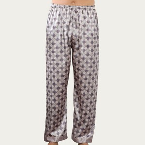 Anna-Kaci Men's Satin Lounge Pants with Geometric Print and Elastic Waistband - 1 of 4