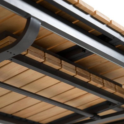 Greemotion 61.5"-93.9" Natural Teak and Metal Extendable Outdoor Dining Table