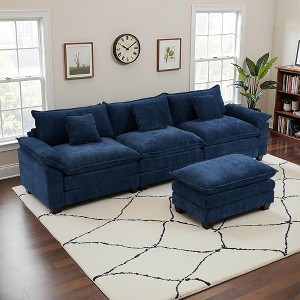 EHMKNP 112" L-Shaped Modular Sectional Sofa – Comfy Cloud Couch with Movable Ottoman, Deep Seat Cushions for Living Room - 1 of 4