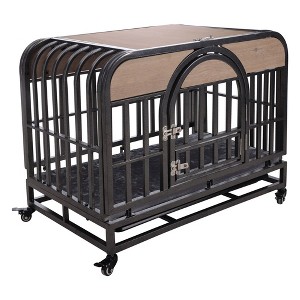 Heavy Duty Dog Crate With Removable Trays Sliding Bolt Wheels Easy Assembly Dog Cage Pet Playpen - 1 of 3