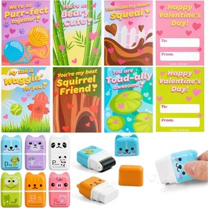 Joyfy 30 PCS Valentines Cards Erasers for Party Favor Gifts, Classroom Game Prizes, Valentine’s Greeting Cards with Clean Up Roller - 1 of 4