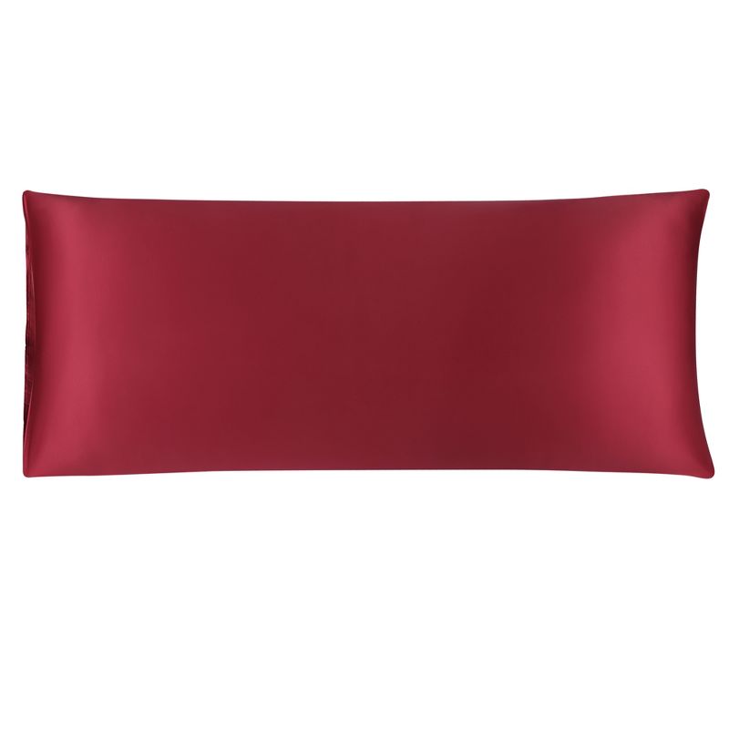 PiccoCasa Body Satin Silky for Hair and Skin Pillowcase Wine Red 20"x48" 2 Pcs, 2 of 9