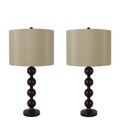 28.5" Set of 2 Sadie Stacked Ball Table Lamp Bronze - Decor Therapy