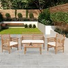 FDW Patio Sofa Set 2-Piece Acacia Wood Outdoor Patio Conversation Set, Natural - 2 of 4